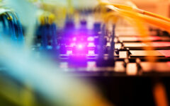 Fiber optic with servers in a technology data center